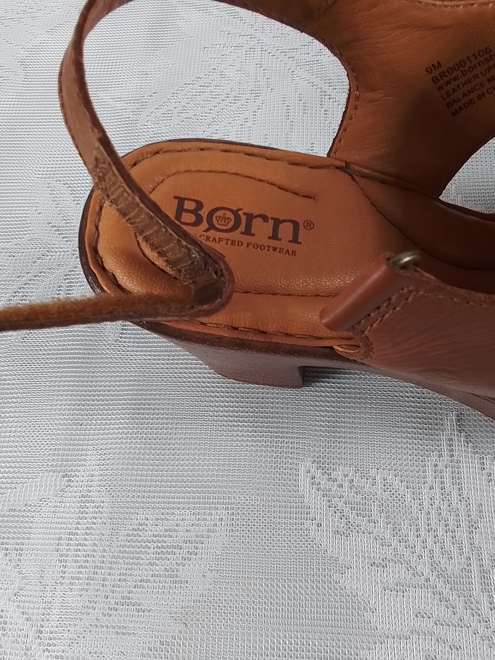 Born light brown leather slingback heeled sandals - Picture 5 of 13